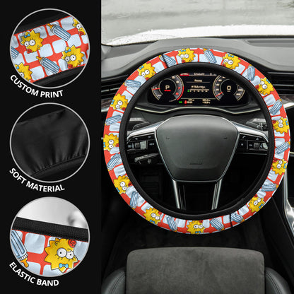 The Simpsons Maggie Baby Bottle Premium Custom Car Steering Wheel Cover