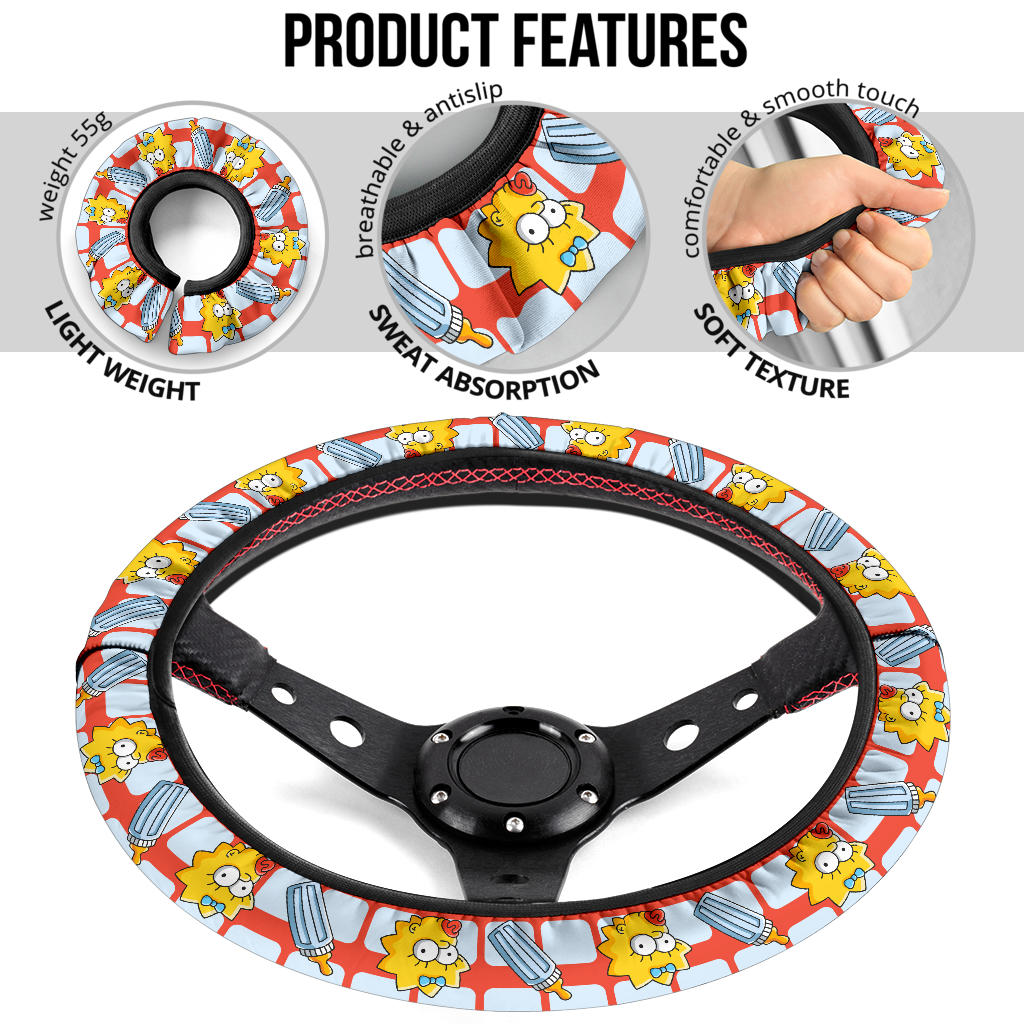 The Simpsons Maggie Baby Bottle Premium Custom Car Steering Wheel Cover