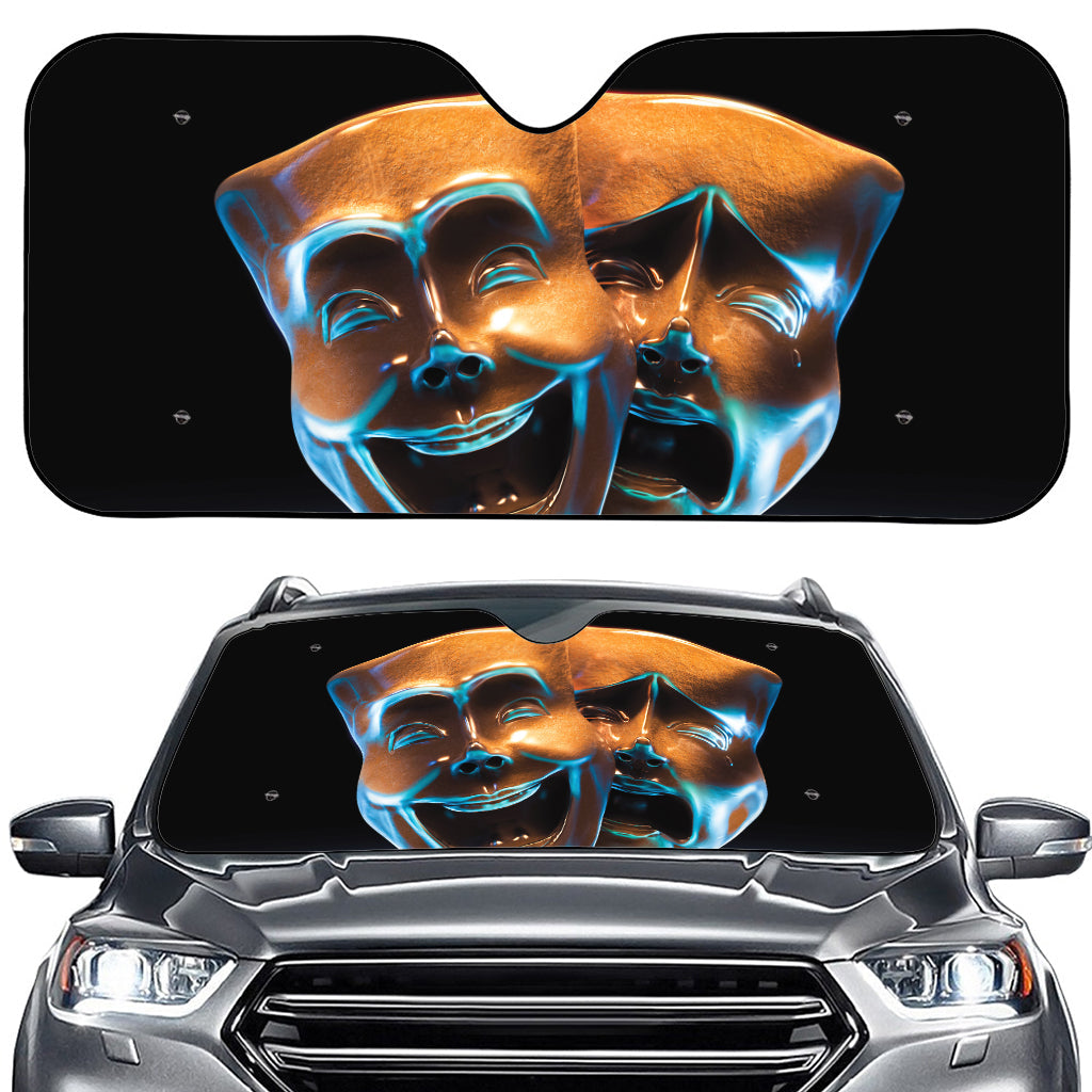 The Sock And Buskin Theatre Masks Print Car Windshield Sun Shade