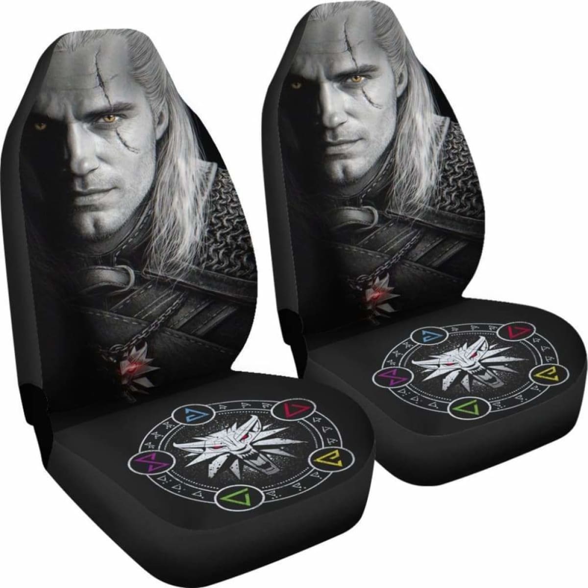 The Witcher Henry Carvill Face Dark Car Seat Covers Universal Fit 051012