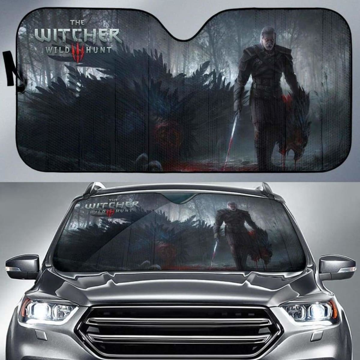 The Witcher 3: Wild Hunt Car Auto Sun Shades Geralt Gaming 3D Universal Fit 051012