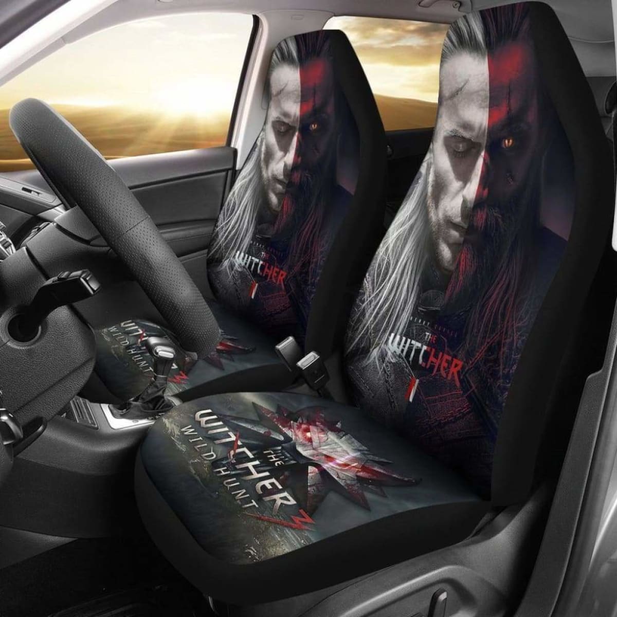 The Witcher 3: Wild Hunt  Geralt Gaming 3D Car Seat Covers Universal Fit 051012