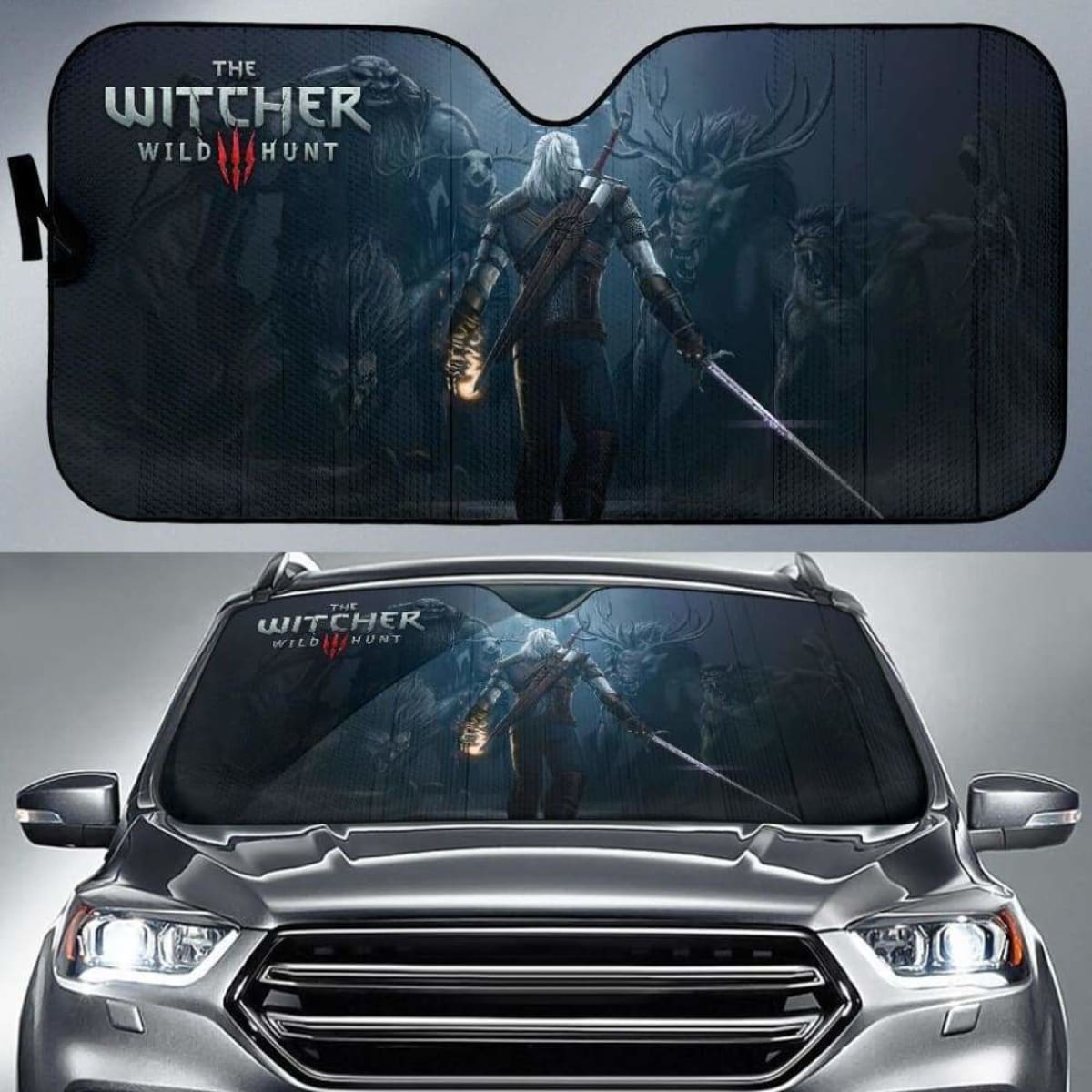 The Witcher 3: Wild Hunt Geralt Gaming 3D Car Sun Shades Universal Fit 051012