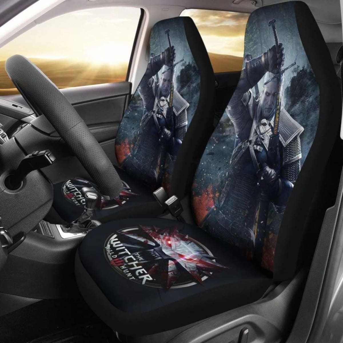 The Witcher 3: Wild Hunt Logo Geralt Car Seat Covers Game Universal Fit 051012