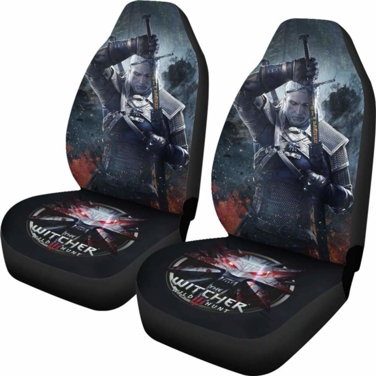The Witcher 3: Wild Hunt Logo Geralt Car Seat Covers Game Universal Fit 051012