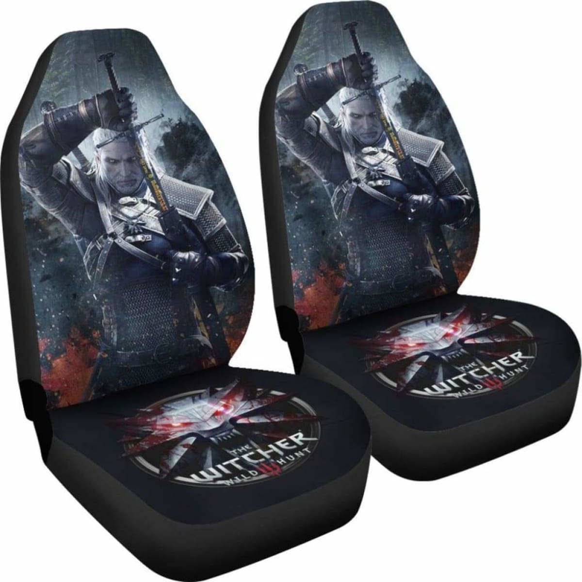 The Witcher 3: Wild Hunt Logo Geralt Car Seat Covers Game Universal Fit 051012