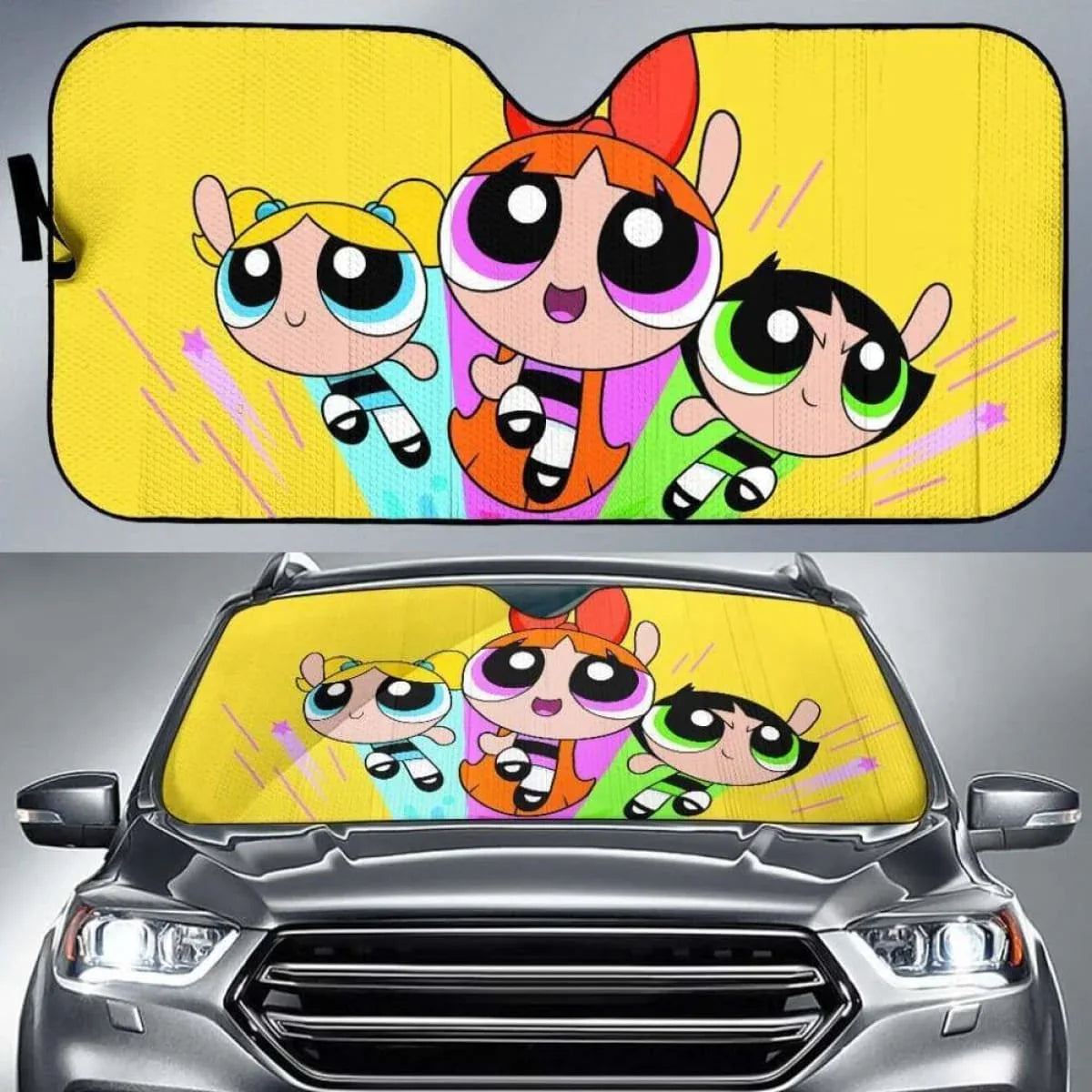The powerpuff girls auto sun shade Universal Fit - PersonalizedFury