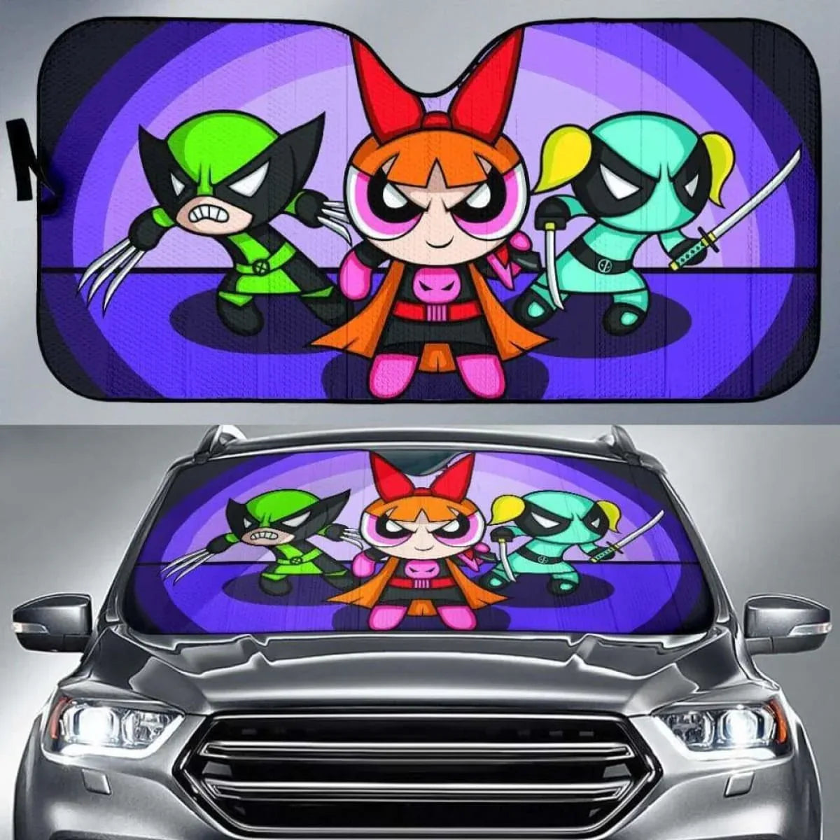 The powerpuff girls auto sun shades Universal Fit - PersonalizedFury