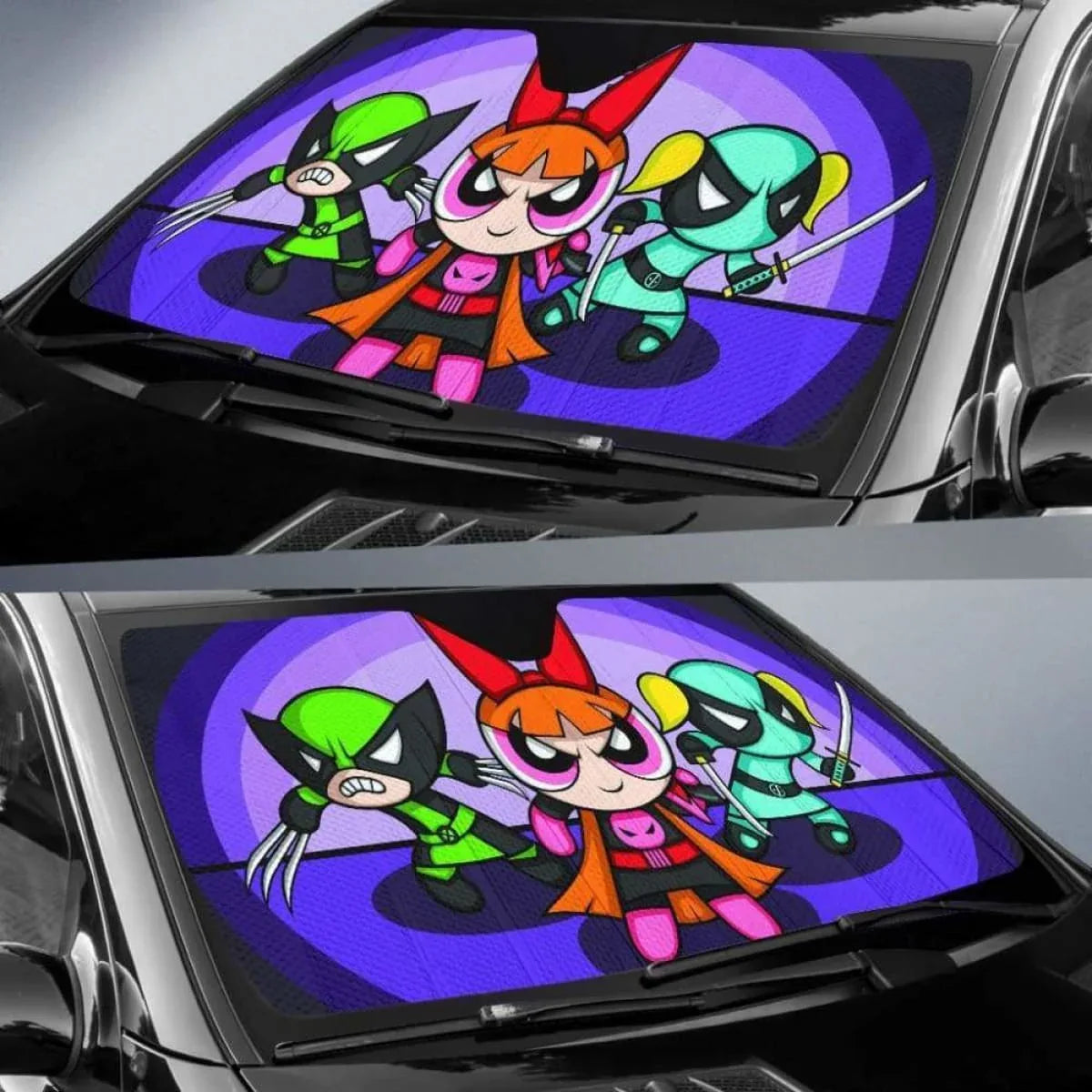 The powerpuff girls auto sun shades Universal Fit - PersonalizedFury