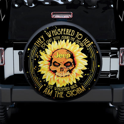 They Whispered To Her Skull Sunflower Jeep Car Spare Tire Cover