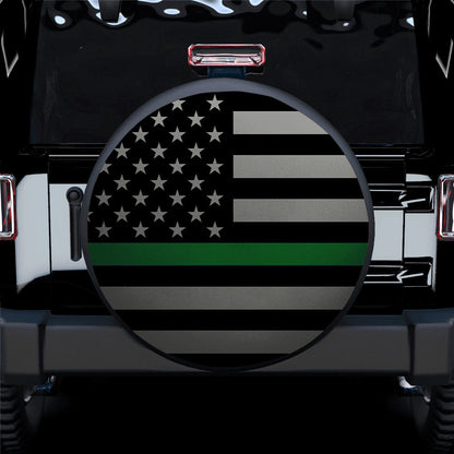 Thin Green Line Military American US Flag Car Spare Tire Cover