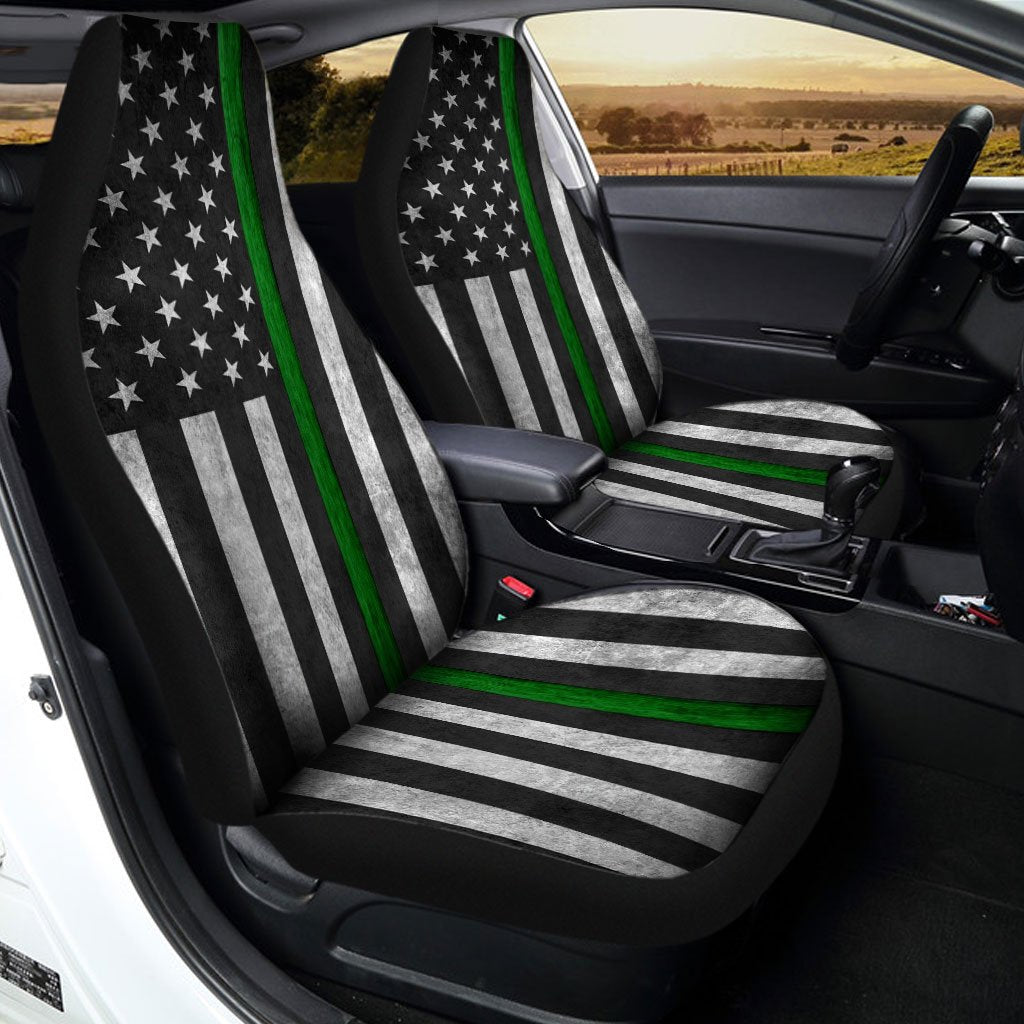 Thin Green Line US Flag Car Seat Covers Custom Support Border Patrol Car Accessories