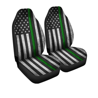 Thin Green Line US Flag Car Seat Covers Custom Support Border Patrol Car Accessories