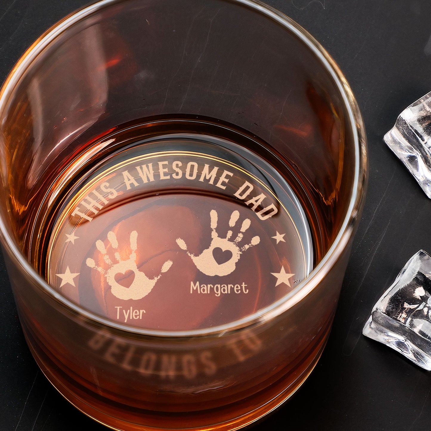 This Awesome Dad Belongs To - Personalized Engraved Whiskey Glass