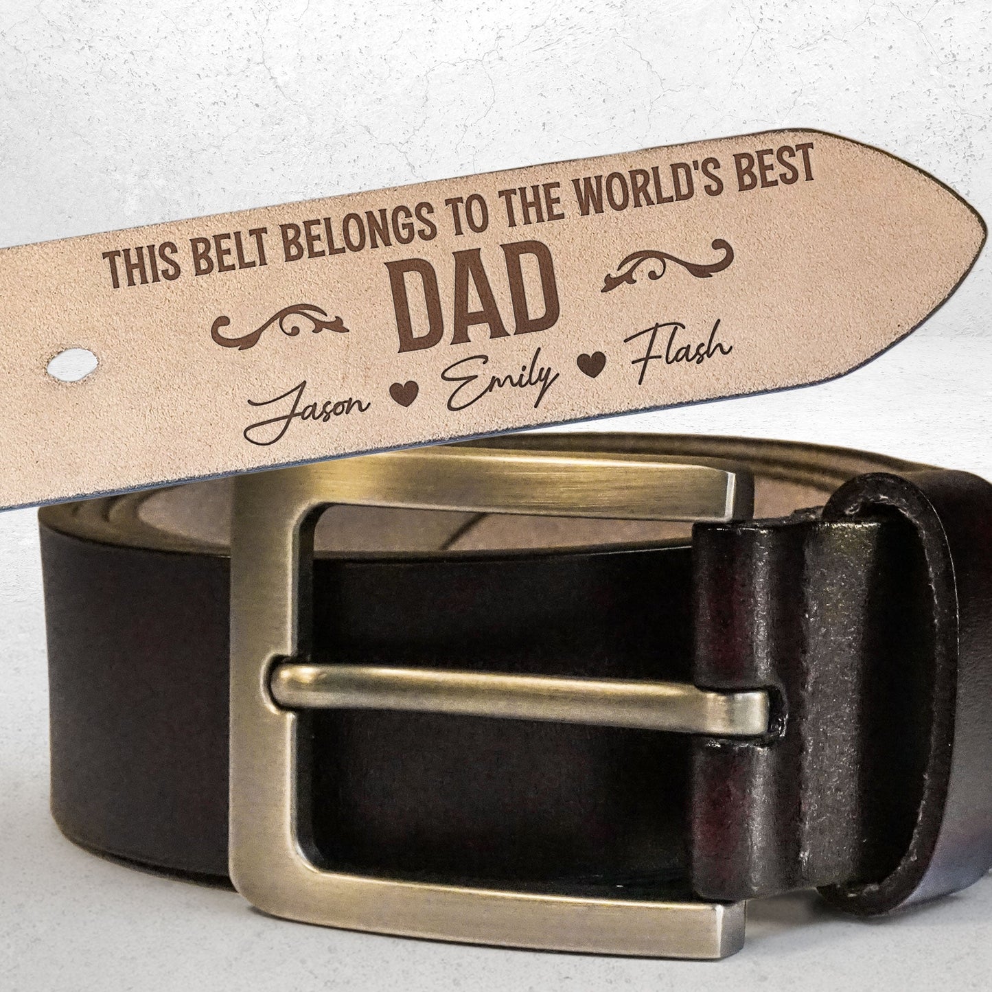 This Belt Belongs To The World's Best Dad - Personalized Engraved Leather Belt