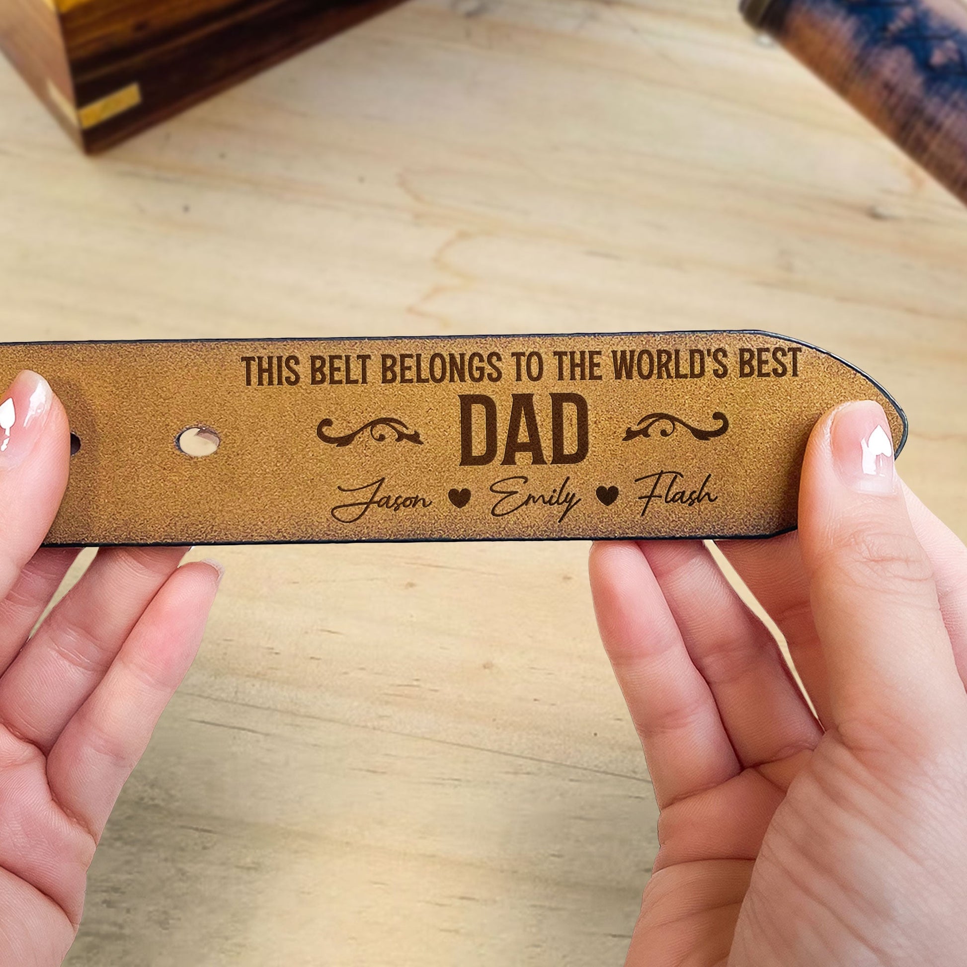 This Belt Belongs To The World's Best Dad - Personalized Engraved Leather Belt