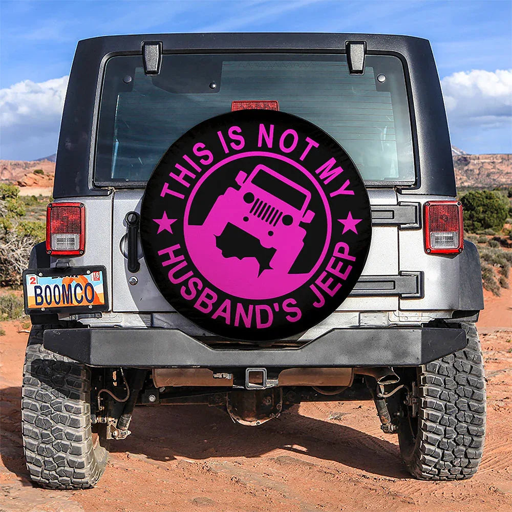 This Is Not My Husband Jeep Pink Car Leather Spare Tire Cover - PersonalizedFury