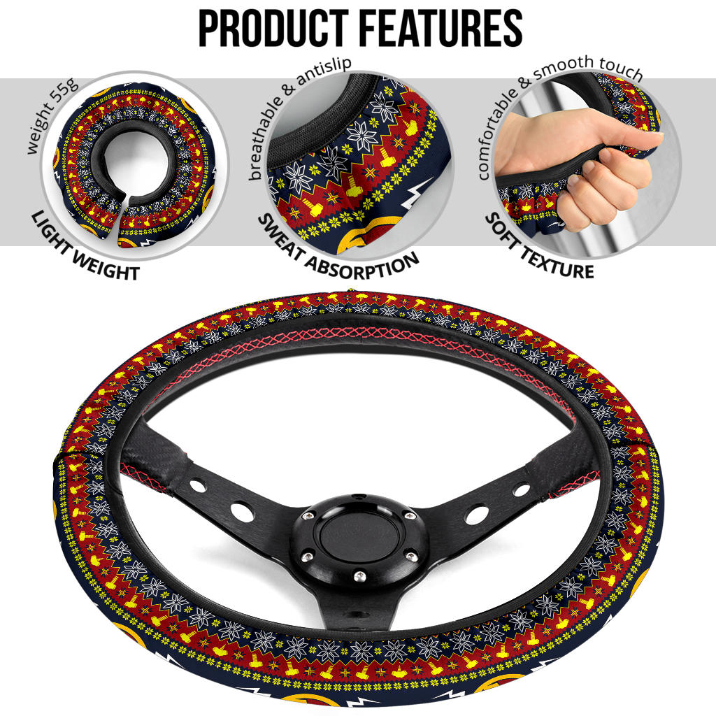 Thor Hammer Mjolnir Art Christmas Premium Custom Car Steering Wheel Cover