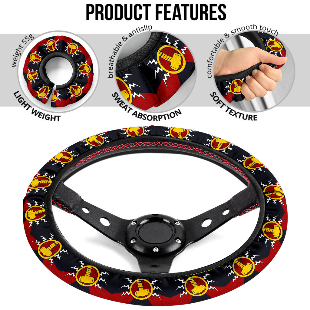Thor Hammer Mjolnir Christmas Premium Custom Car Steering Wheel Cover