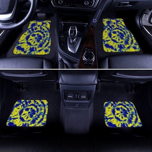 Tie Dye Car Floor Mats Custom Blue and Yellow Hippie Car Accessories