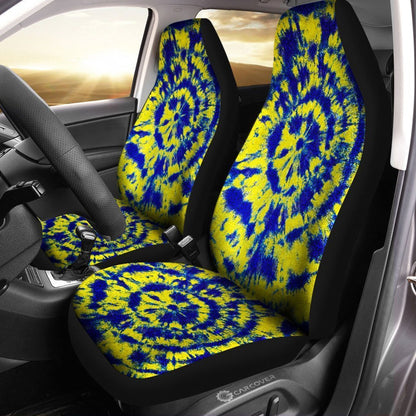 Tie Dye Car Seat Covers Custom Blue and Yellow Hippie Car Accessories