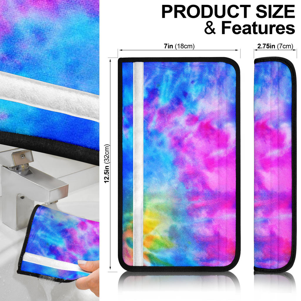 Tie Dye Colorful Premium Custom Car Seat Belt Covers