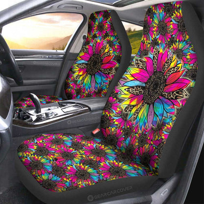 Tie Dye Leopard Sunflower Car Seat Covers Custom Car Accessories