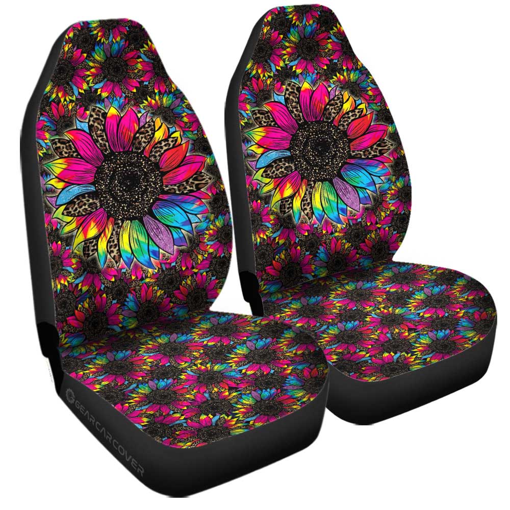 Tie Dye Leopard Sunflower Car Seat Covers Custom Car Accessories