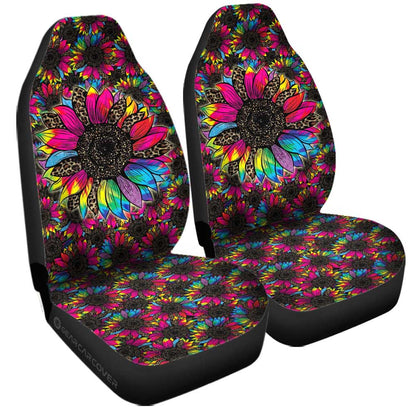 Tie Dye Leopard Sunflower Car Seat Covers Custom Car Accessories
