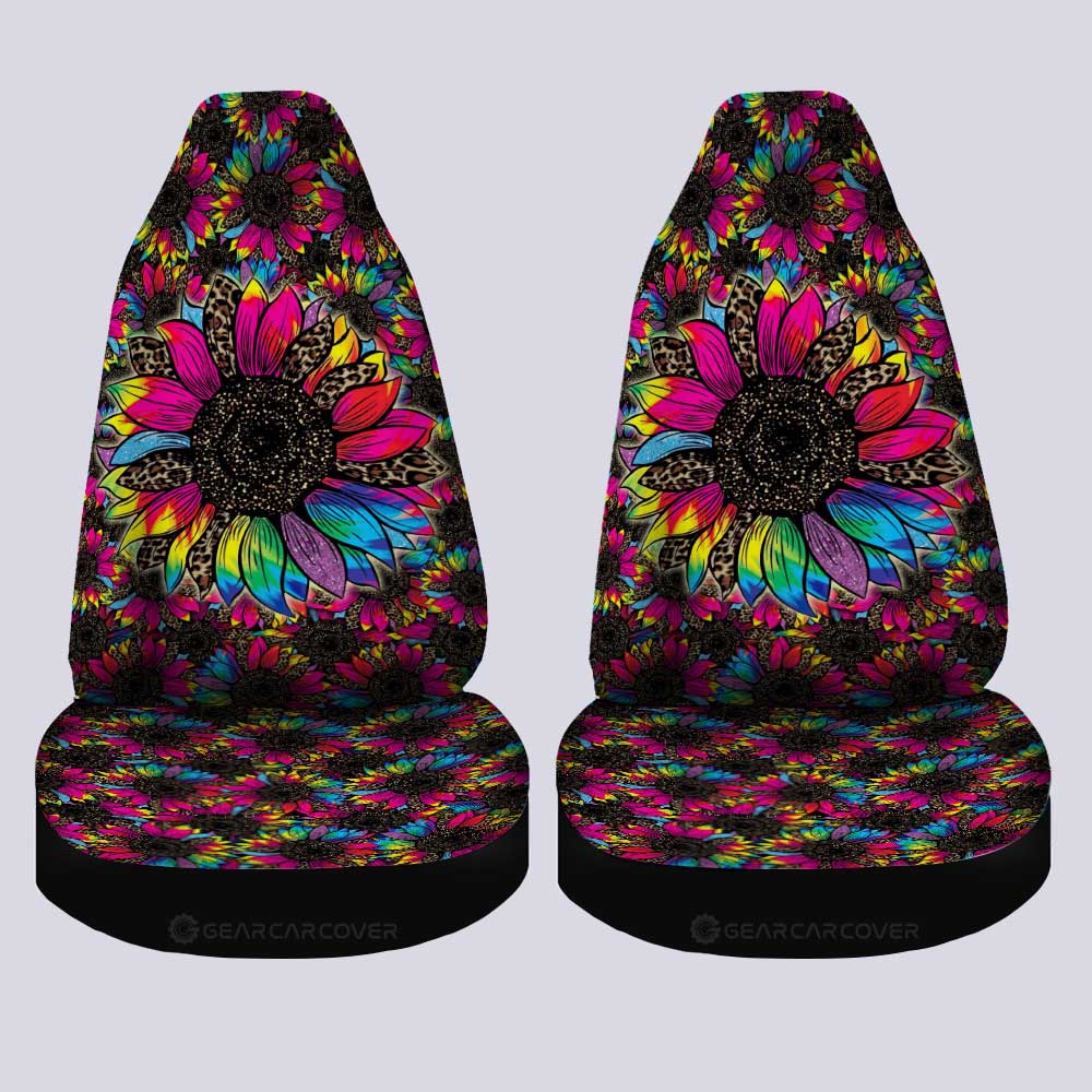 Tie Dye Leopard Sunflower Car Seat Covers Custom Car Accessories