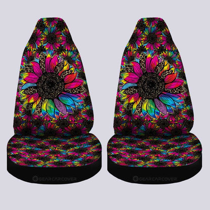 Tie Dye Leopard Sunflower Car Seat Covers Custom Car Accessories