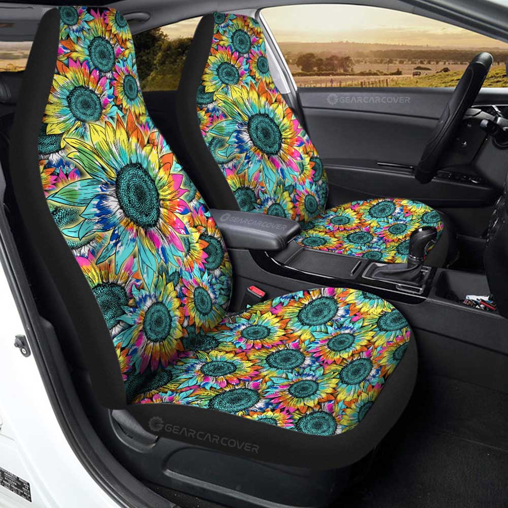 Tie Dye Sunflower Car Seat Covers Custom