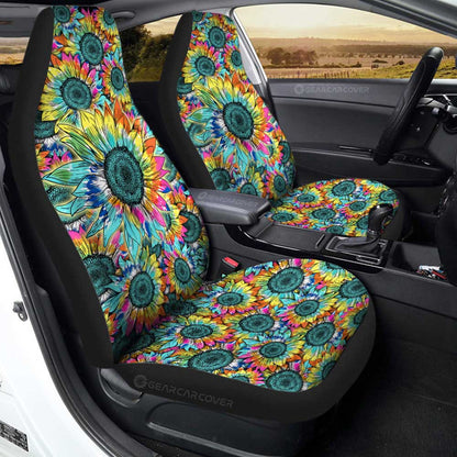 Tie Dye Sunflower Car Seat Covers Custom