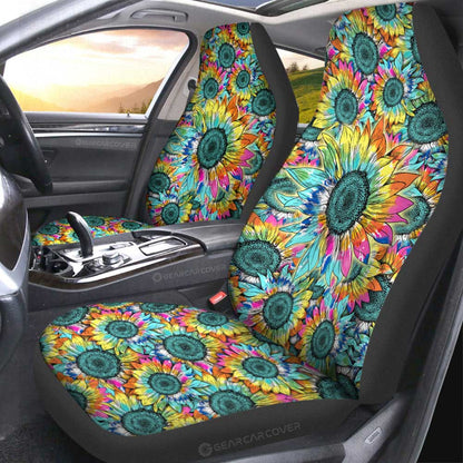 Tie Dye Sunflower Car Seat Covers Custom