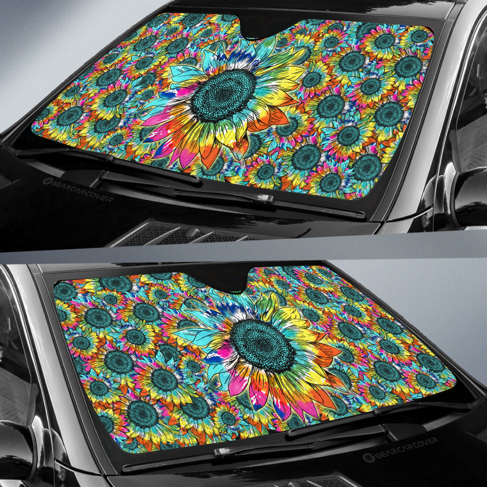 Tie Dye Sunflower Car Sunshade Custom Car Decoration