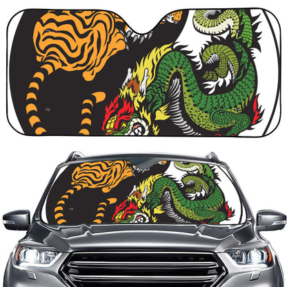 Tiger And Dragon Yin Yang Print Car Windshield Sun Shade