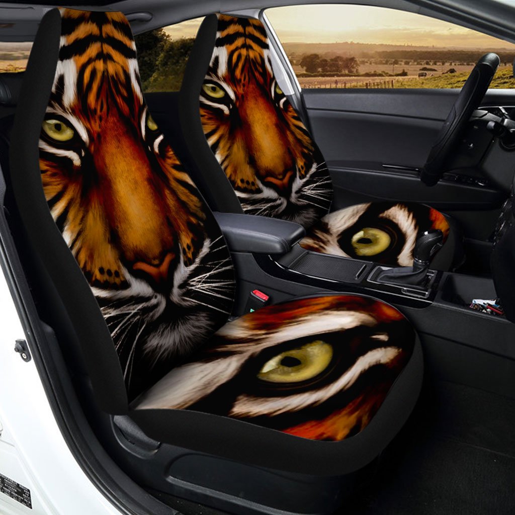 Tiger Face Car Seat Covers Custom Tiger Wild Animal Car Accessories