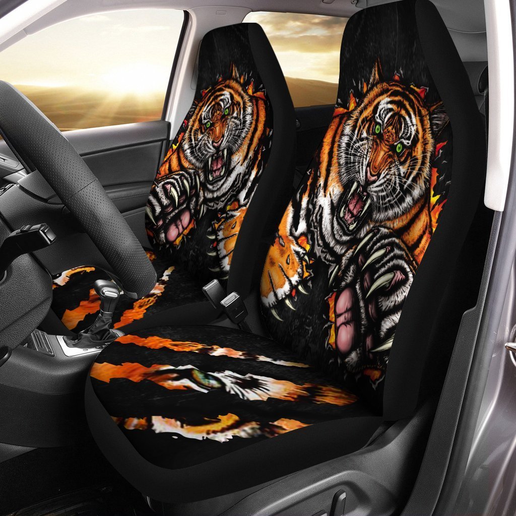Tiger Fight Car Seat Covers Custom Wild Animal Tiger Car Accessories