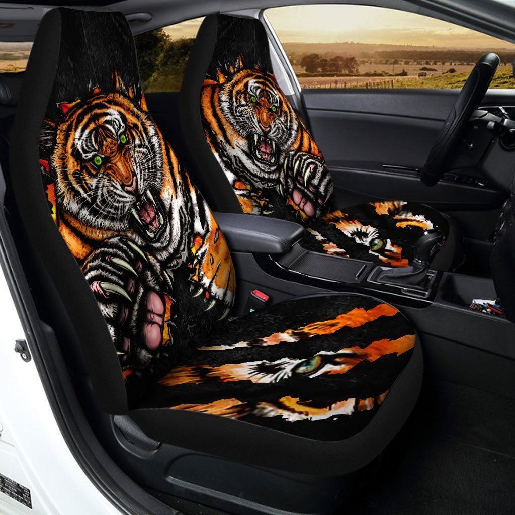 Tiger Fight Car Seat Covers Custom Wild Animal Tiger Car Accessories
