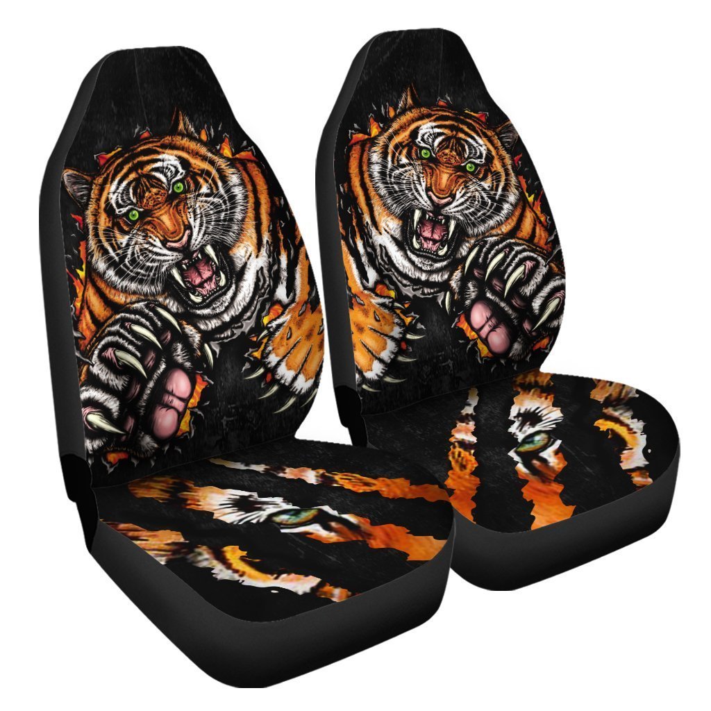 Tiger Fight Car Seat Covers Custom Wild Animal Tiger Car Accessories