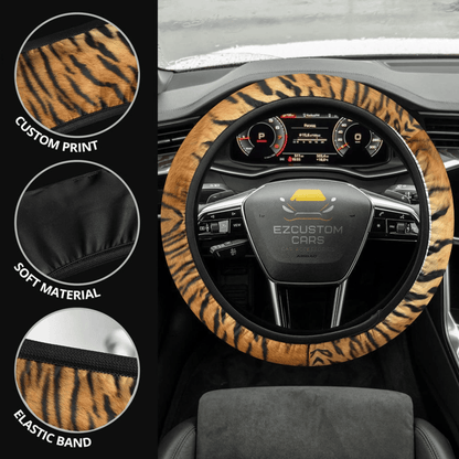 Tiger Skin Anime Steering Wheel Cover Custom Animal Car Accessories