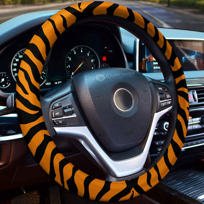 Tiger Skin Steering Wheel Cover Custom Animal Skin Printed Car Interior Accessories
