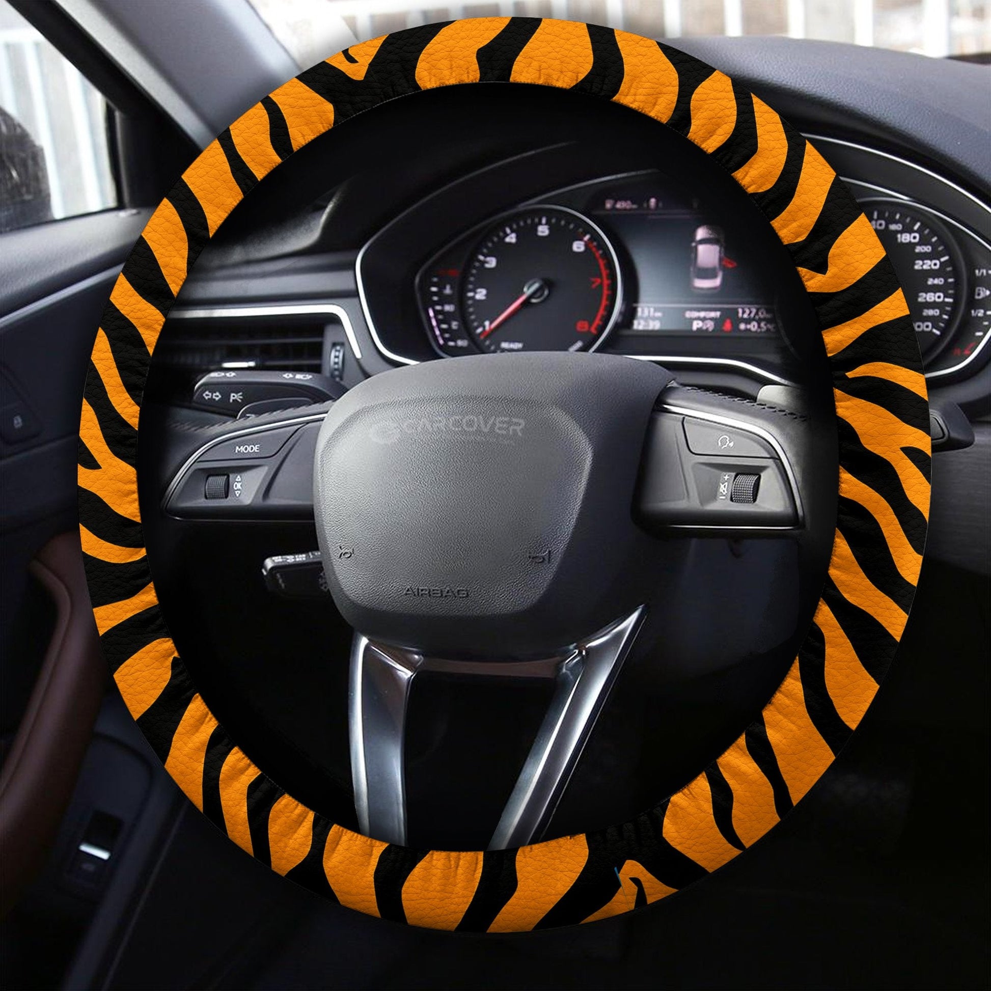 Tiger Skin Steering Wheel Cover Custom Animal Skin Printed Car Interior Accessories