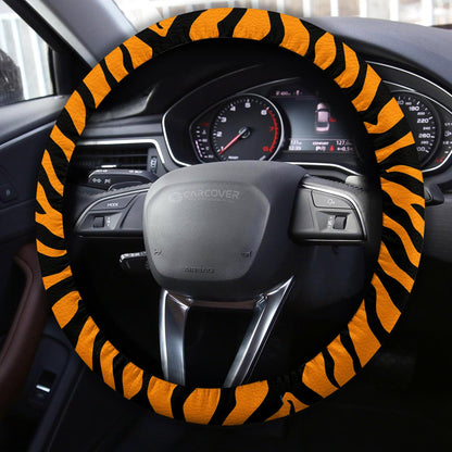 Tiger Skin Steering Wheel Cover Custom Animal Skin Printed Car Interior Accessories