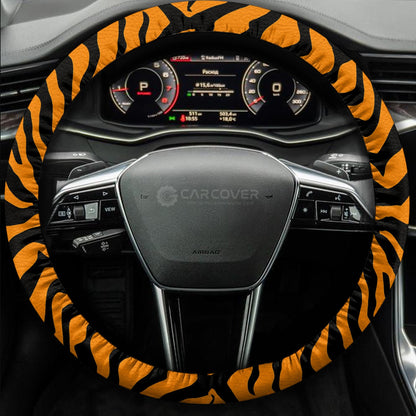 Tiger Skin Steering Wheel Cover Custom Animal Skin Printed Car Interior Accessories