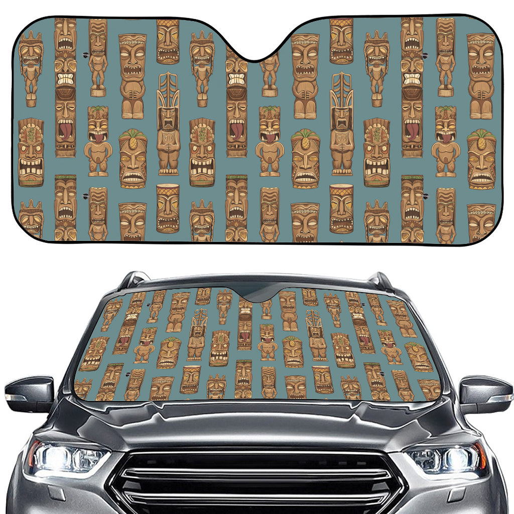 Tiki Totem Pattern Print Car Windshield Sun Shade