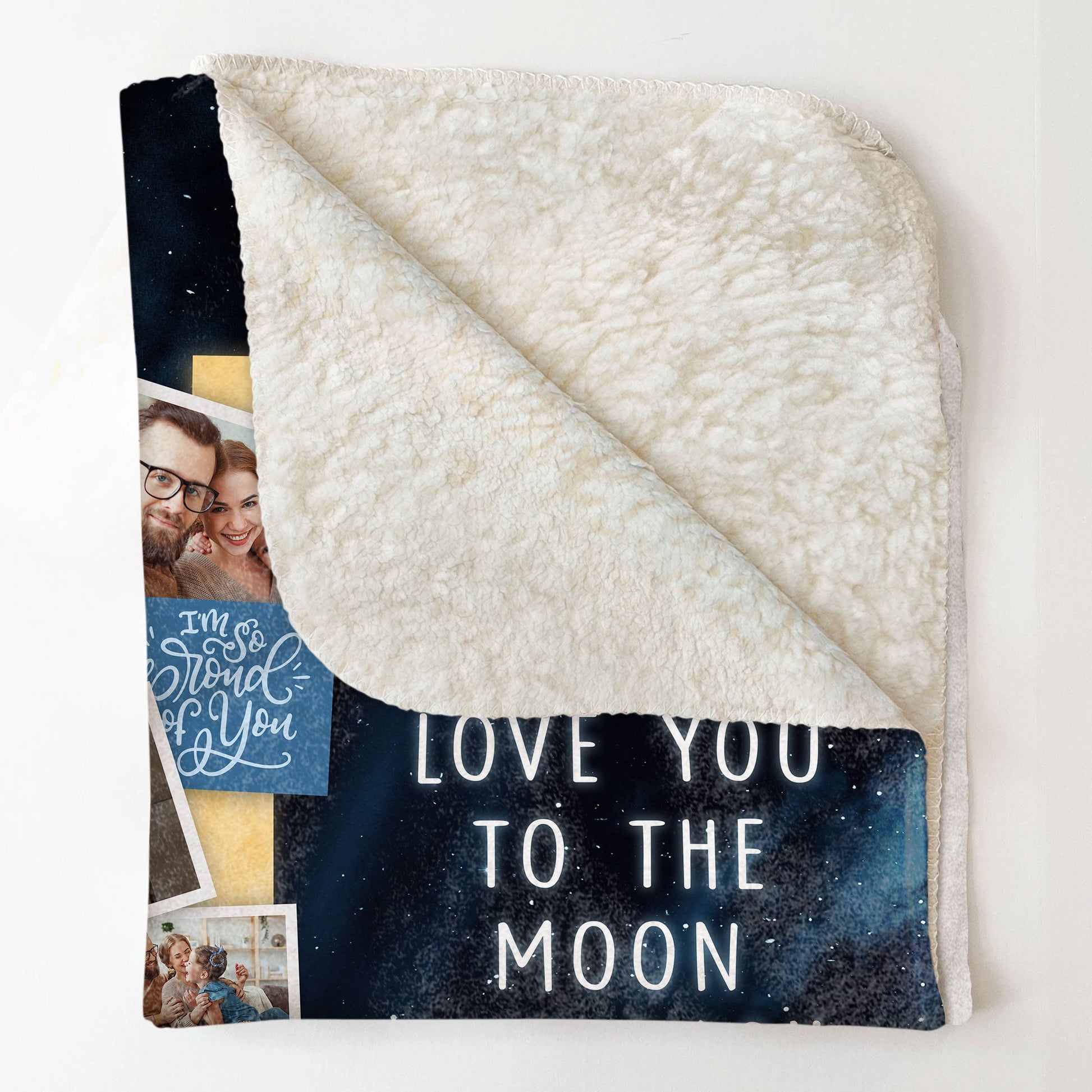 (Photo Inserted) To The Moon & Back - Personalized Photo Blanket