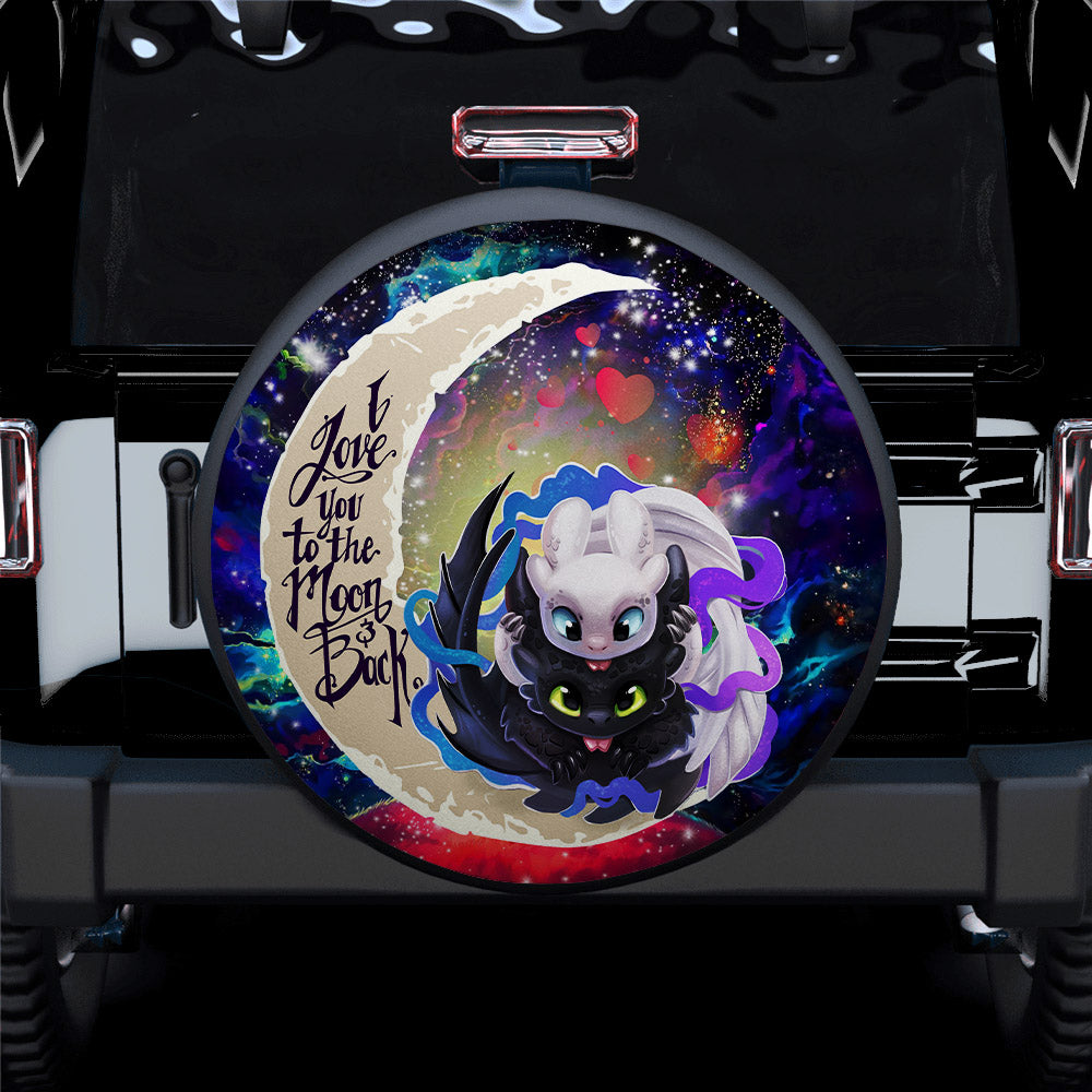 Toothless And Light Fury How To Train Your Dragon Love You To The Moon Galaxy Car Spare Tire Cover