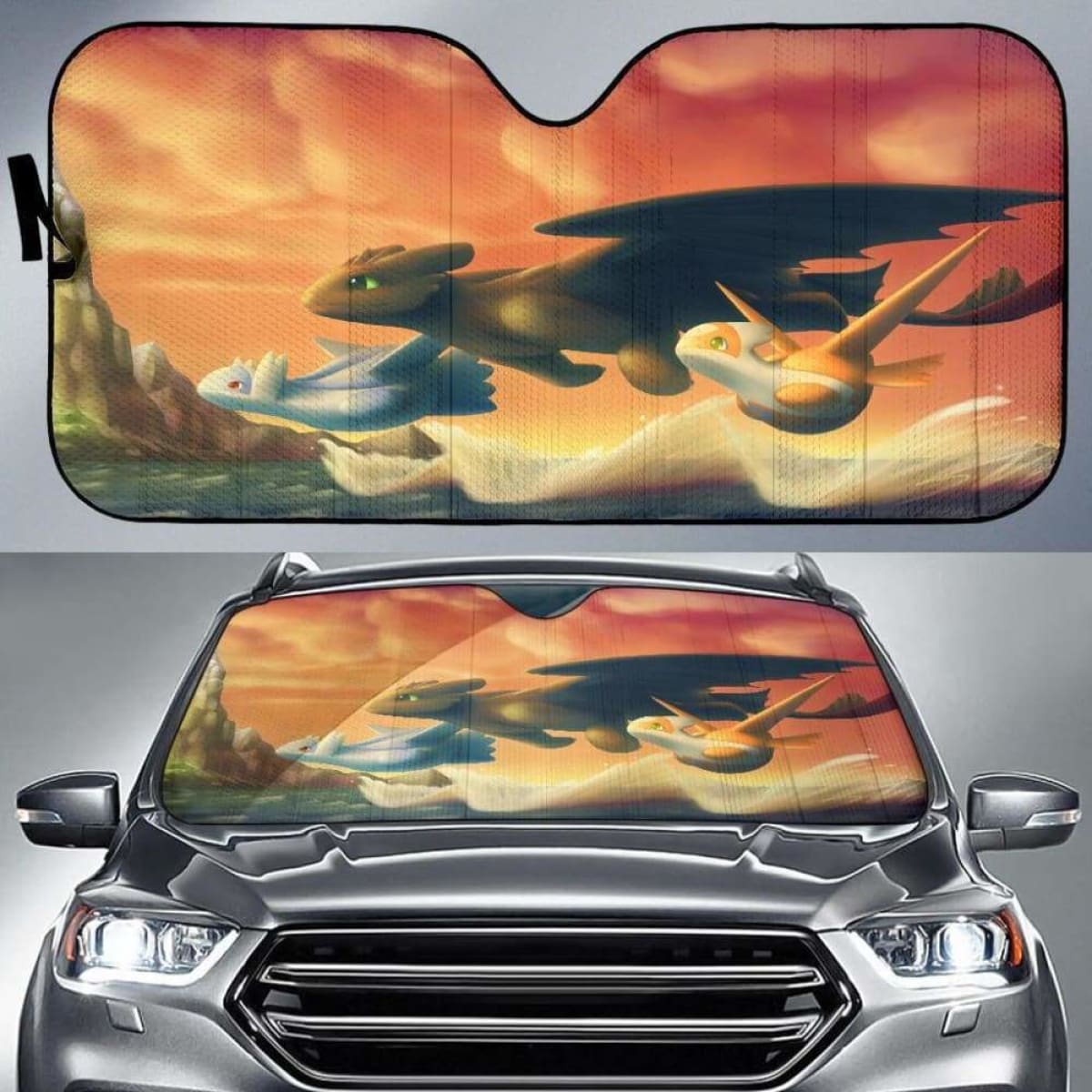 Toothless And Pokemon Car Auto Sun Shades Universal Fit 051312