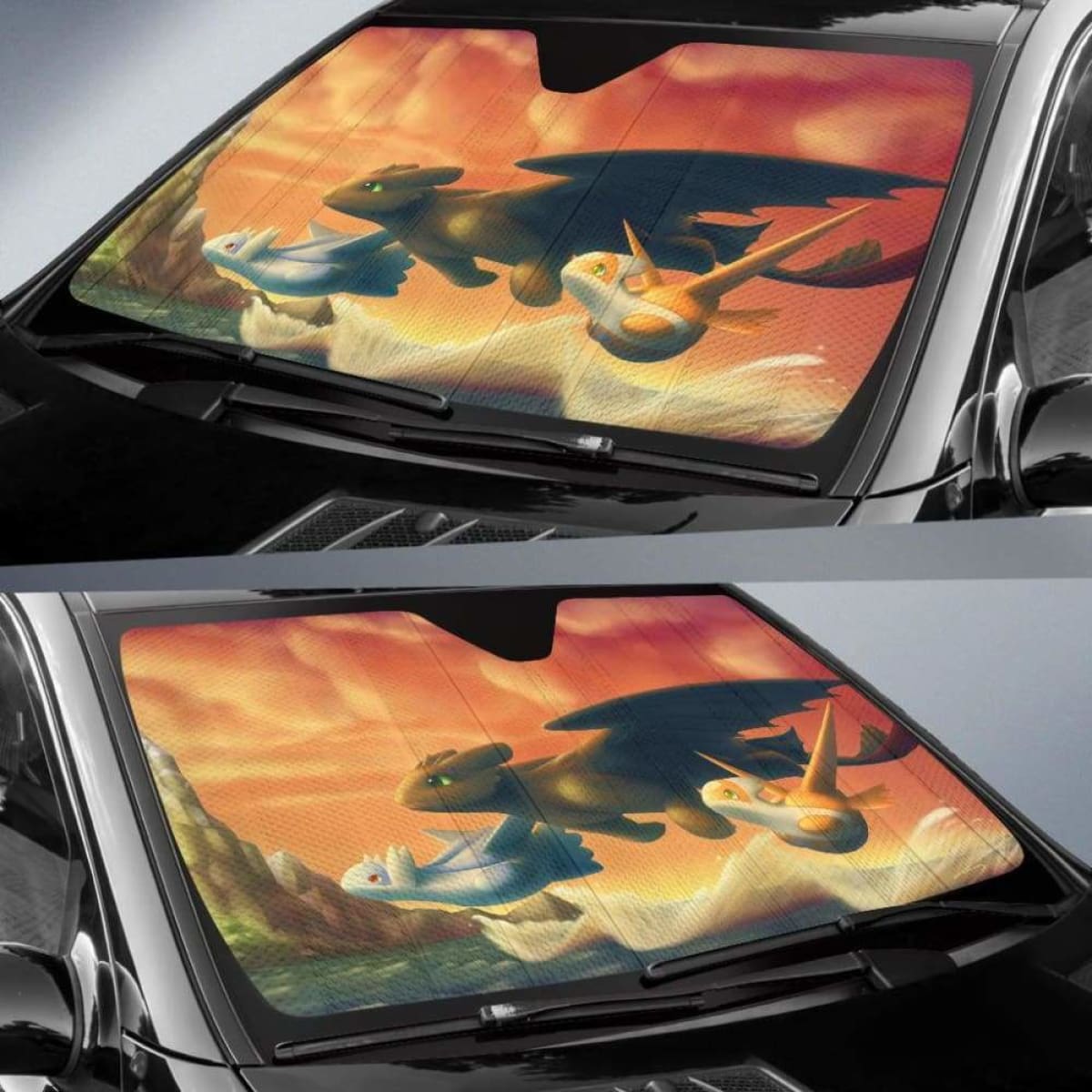 Toothless And Pokemon Car Auto Sun Shades Universal Fit 051312